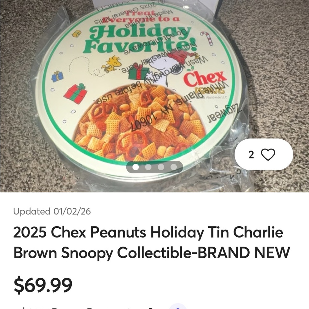 Chex Collab with Snoppy & Charlie Brown Peanuts COLLECTABLE 2025 Holiday Tin - Picture 6 of 6